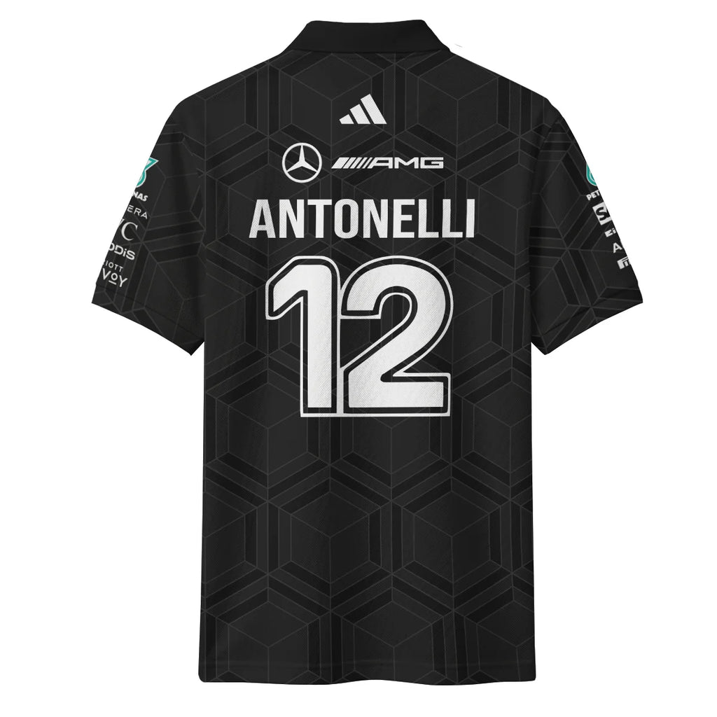 2026 Kimi Antonelli Mercedes F1 Teamwear Polo Shirt BLKA29326A1PL - Black