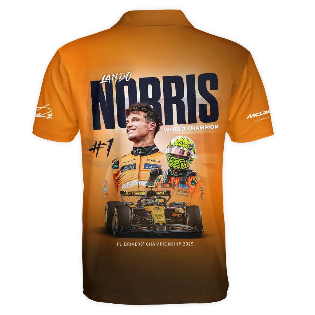 F1 Drivers' Championship 2025 Lando Norris McLaren F1 Team Polo Shirt BLNRWDCA10PL