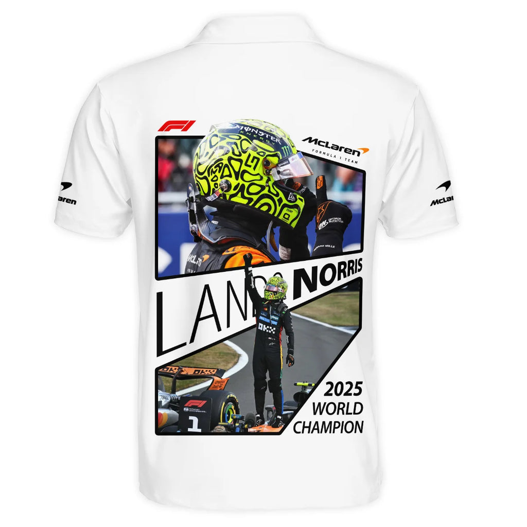 2025 WDC Lando Norris McLaren F1 Team Polo Shirt BLNRWDCA4PL
