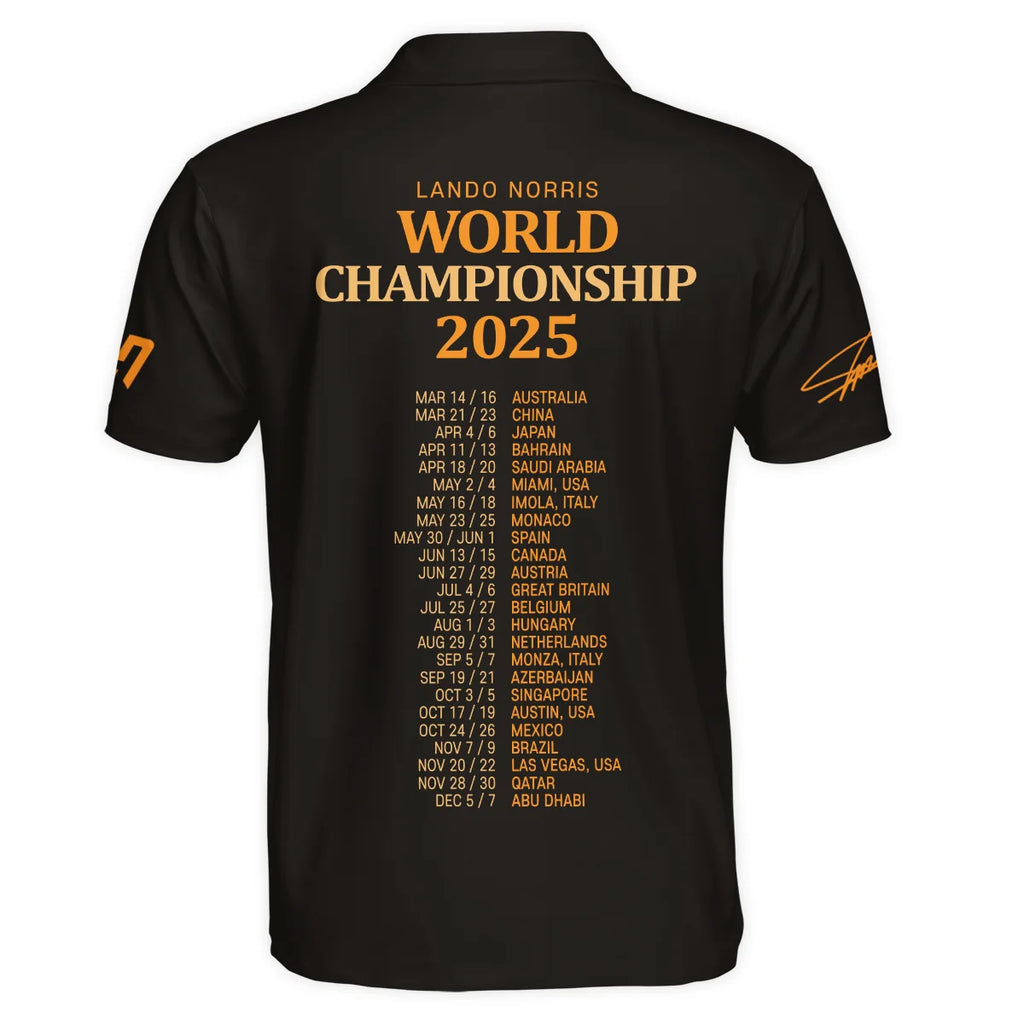 World Championship 2025 Lando Norris McLaren F1 Team Polo Shirt BLNRWDCA7PL