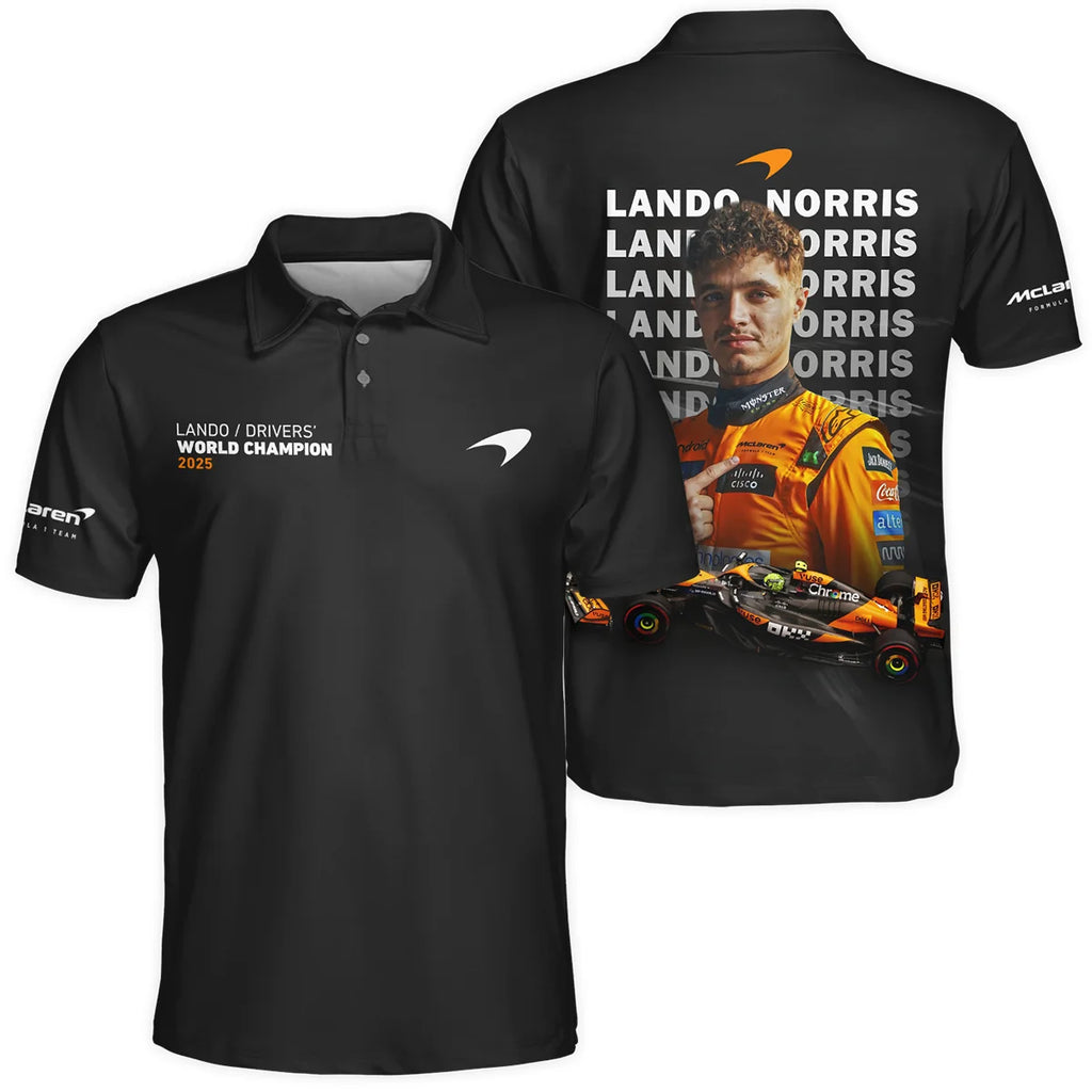 2025 MCL39 Champion Lando Norris McLaren F1 Team Polo Shirt BLNRWDCA13PL