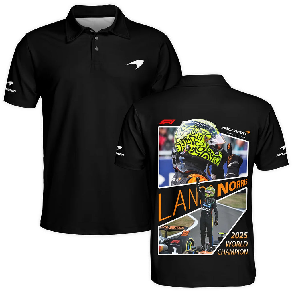 2025 WDC Lando Norris McLaren F1 Team Polo Shirt BLNRWDCA5PL
