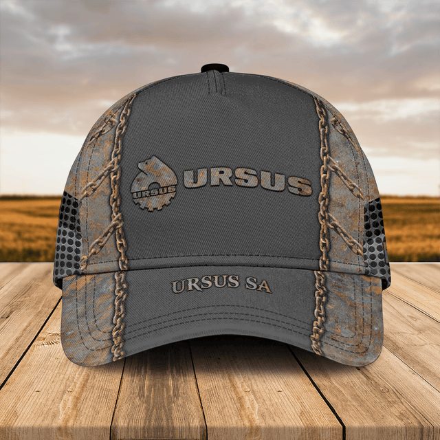 Ursus Sa Vintage Trucker Cap - Stylish Gray Mesh Hat With Logo Embroidery