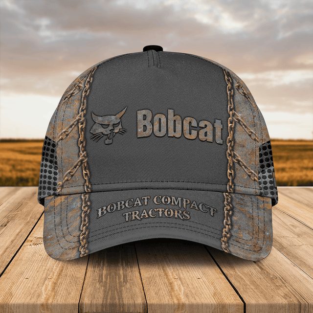 Bobcat Tractors Cap - Stylish Gray Mesh Trucker Hat For Outdoor Enthusiasts , Durable &amp; Comfortable Fit