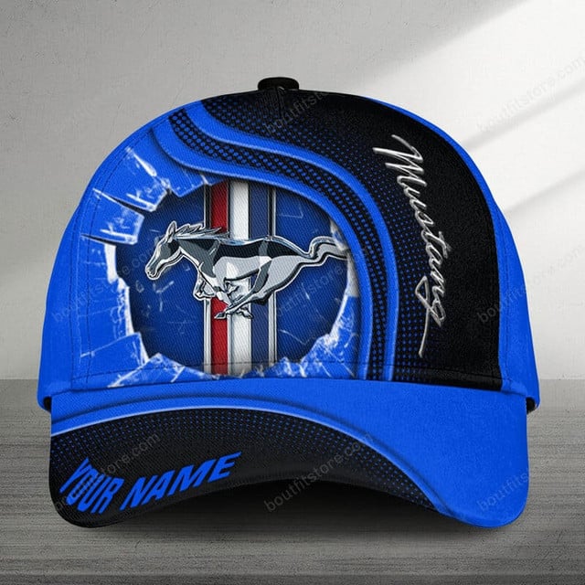 Customizable Blue Mustang Cap With Embroidered Logo - Perfect Gift For Car Enthusiasts