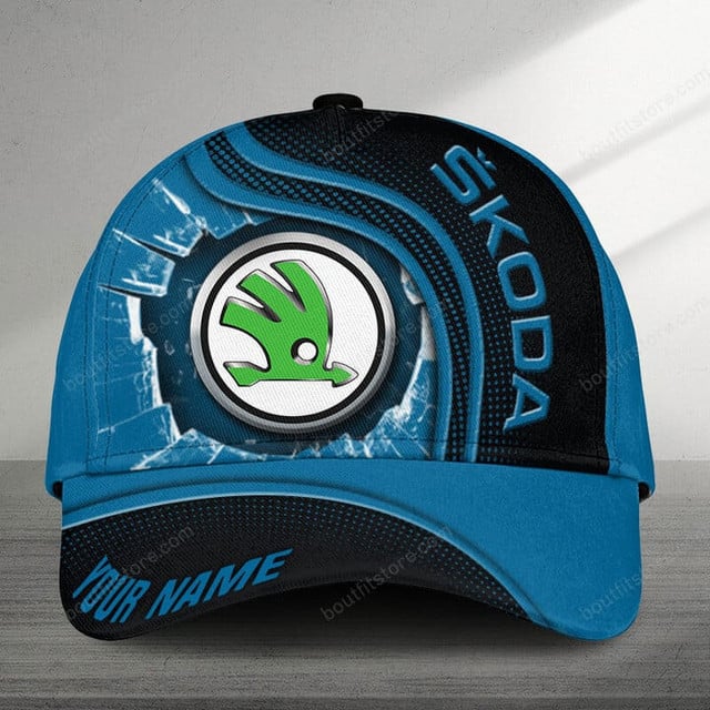 Custom Škoda Logo Cap - Personalized Design, Stylish Blue &amp; Black Hat