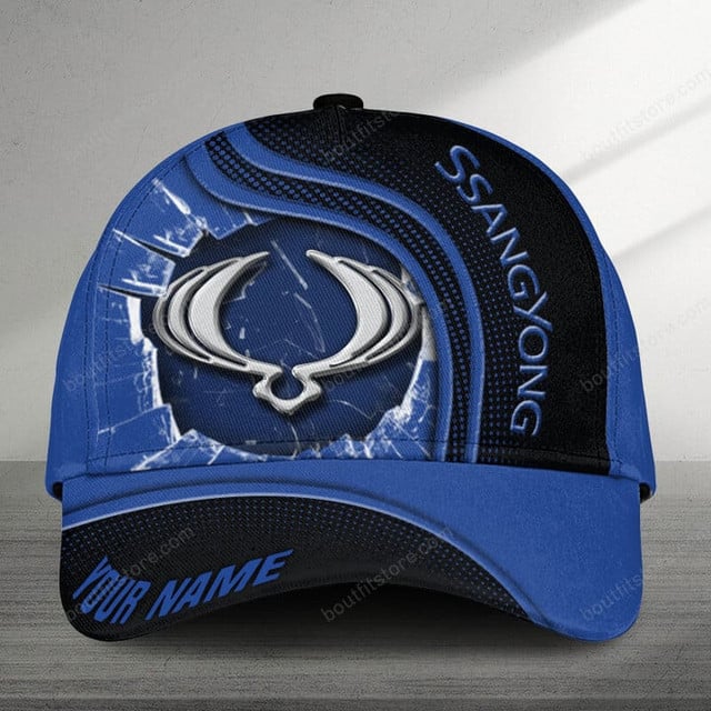 Custom Blue Ssangyong Cap With Logo - Personalized Name Embroidery, Stylish &amp; Adjustable Fit