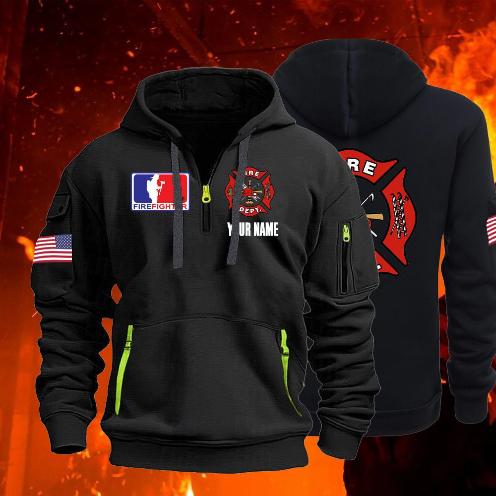 Fire Fighter Quarter Zip Unisex Hoodie