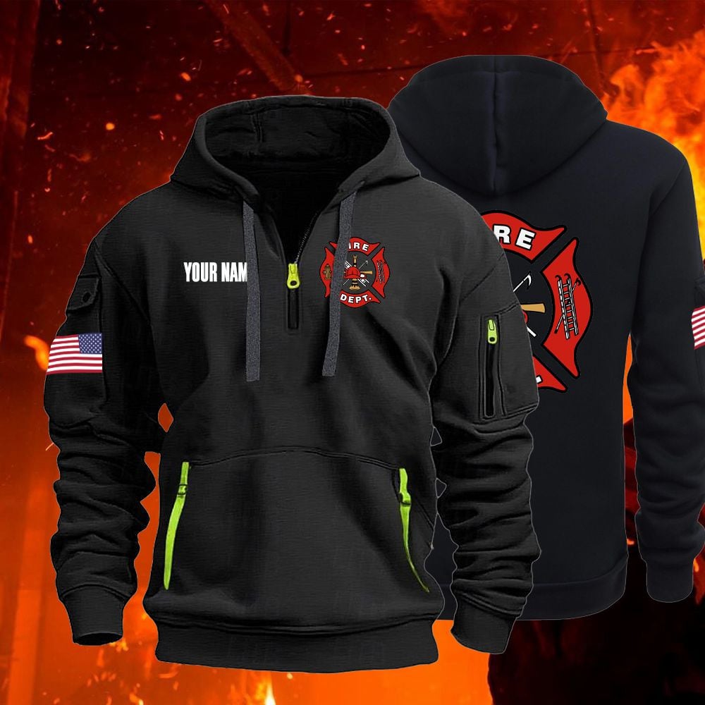 Fire Fighter Quarter Zip Unisex Hoodie