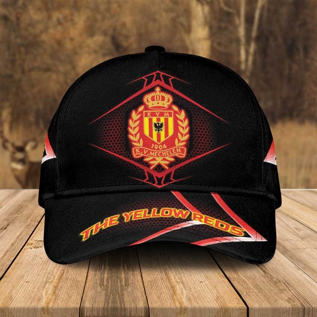 Stylish Black Baseball Cap With K.V. Mechelen Logo - The Yellow Reds Fan Gear