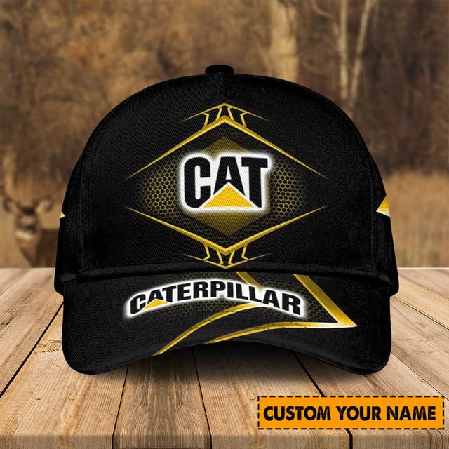 Customizable Cat Logo Cap – Sleek Black Design With Your Name, Perfect For Outdoor Enthusiasts!