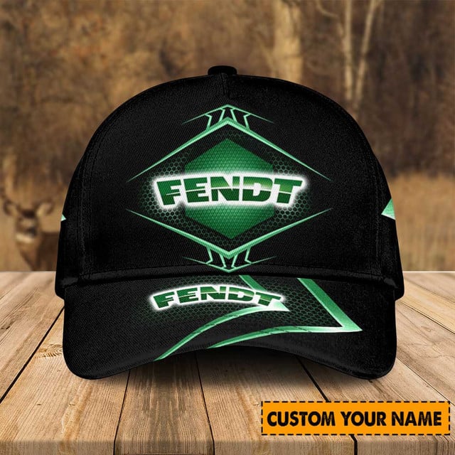 Customizable Fendt Embroidered Cap - Personalize Your Name - Stylish Black &amp; Green Hat