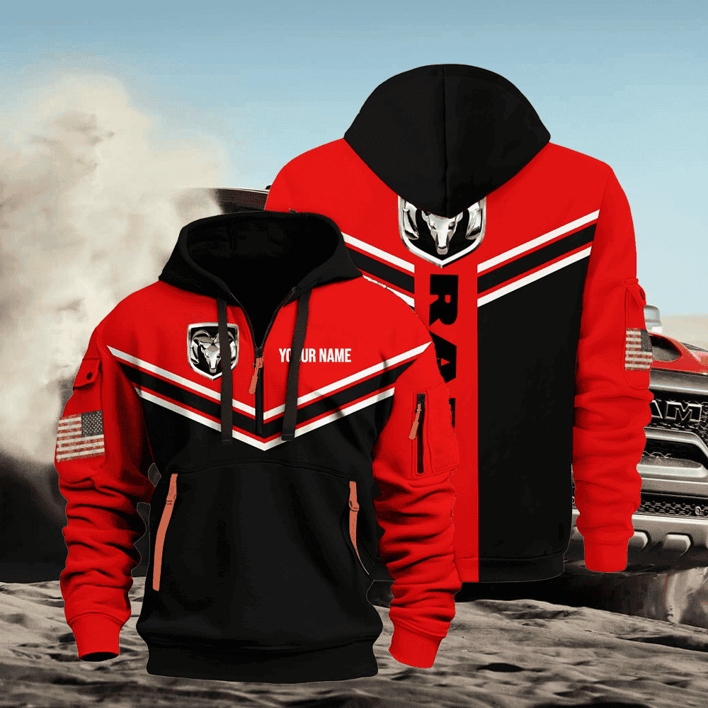 RAM custom print name quarter zipper jacket