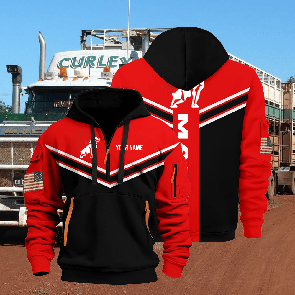 MA custom print name quarter zipper jacket