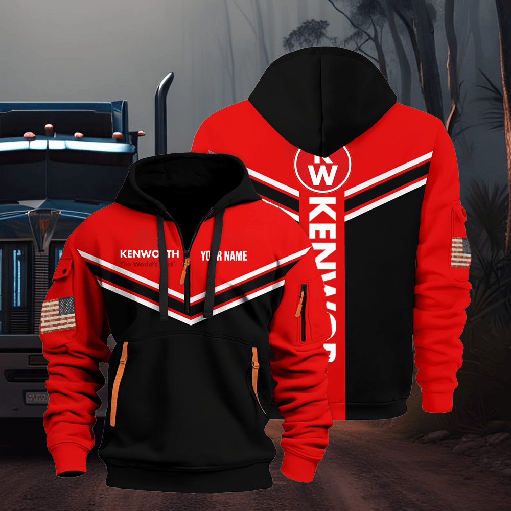 KW custom print name quarter zipper jacket