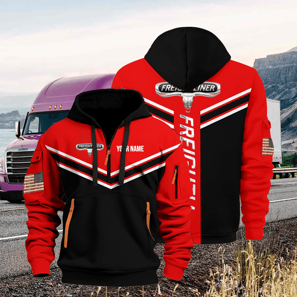FR custom print name quarter zipper jacket