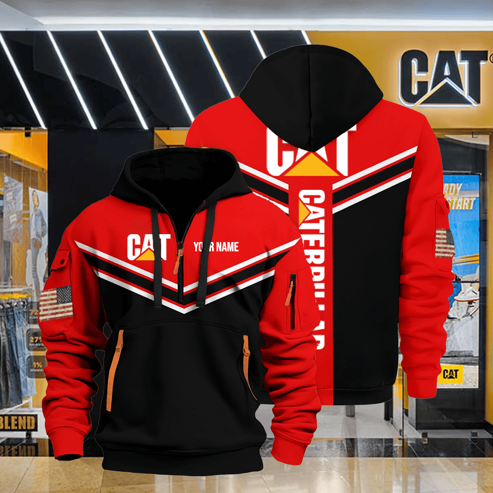 CAT custom print name quarter zipper jacket