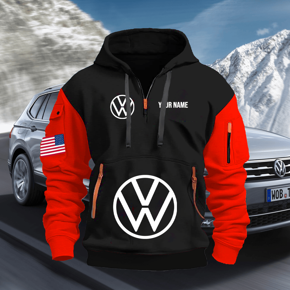VW Custom Print Name Quarter Zipper Hoodie