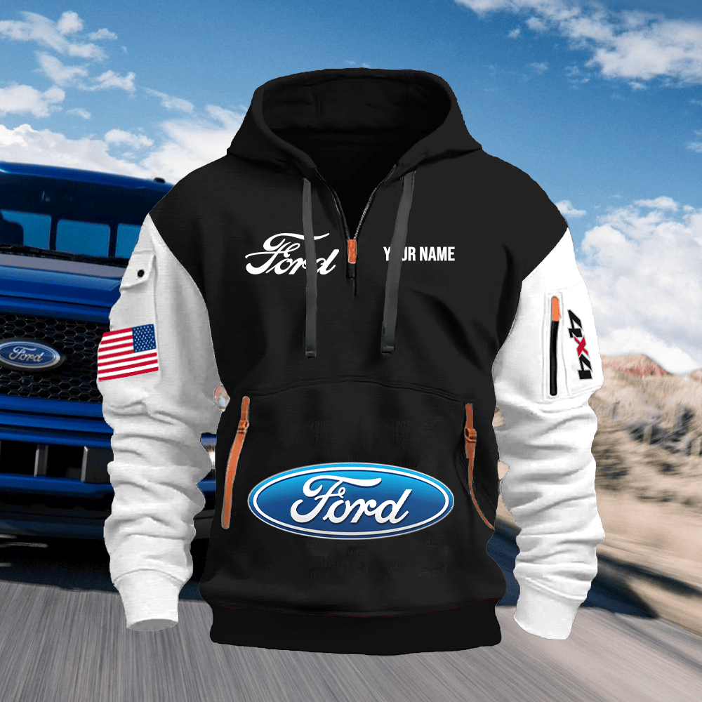FD Custom Print Name Quarter Zipper Hoodie