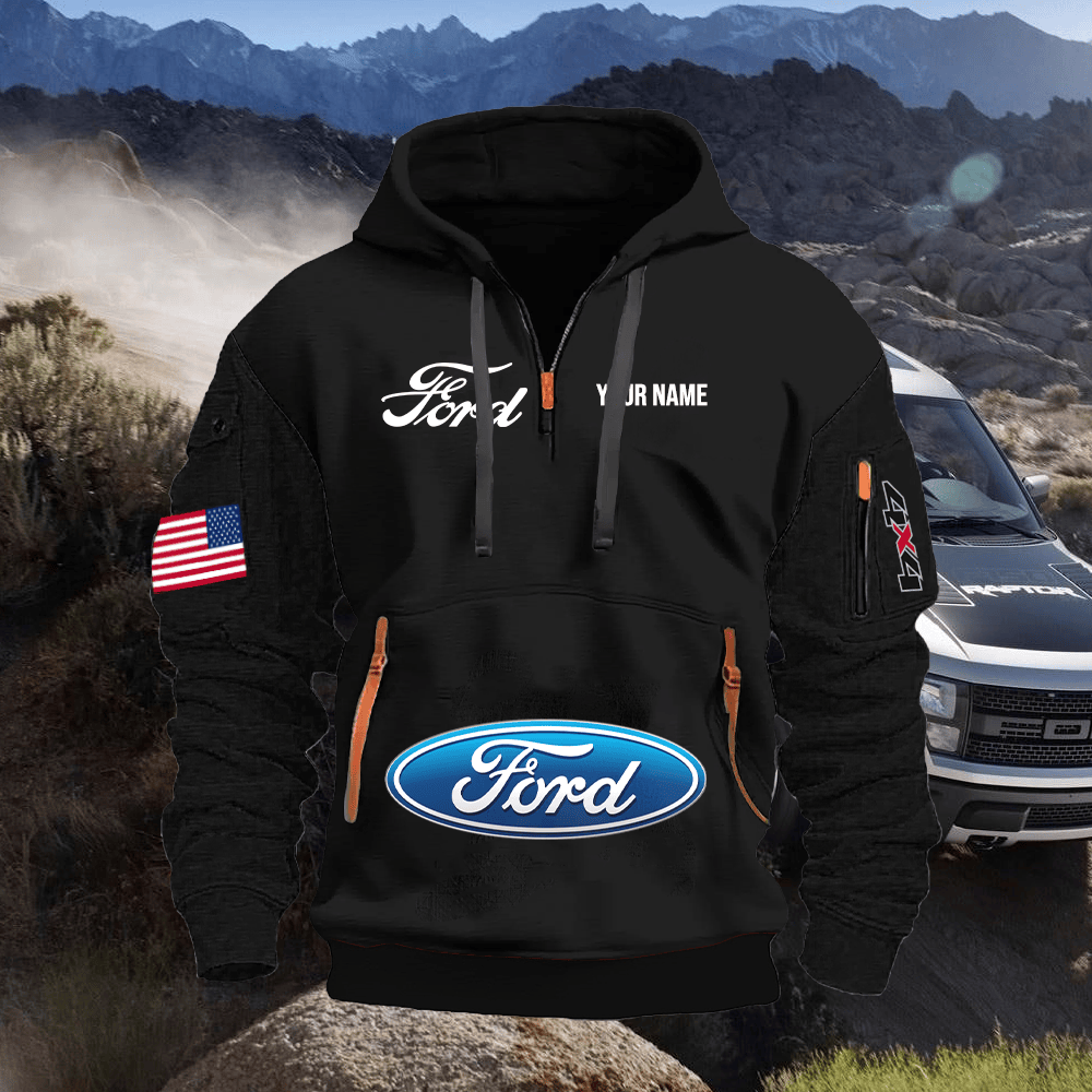 FD Custom Print Name Quarter Zipper Hoodie
