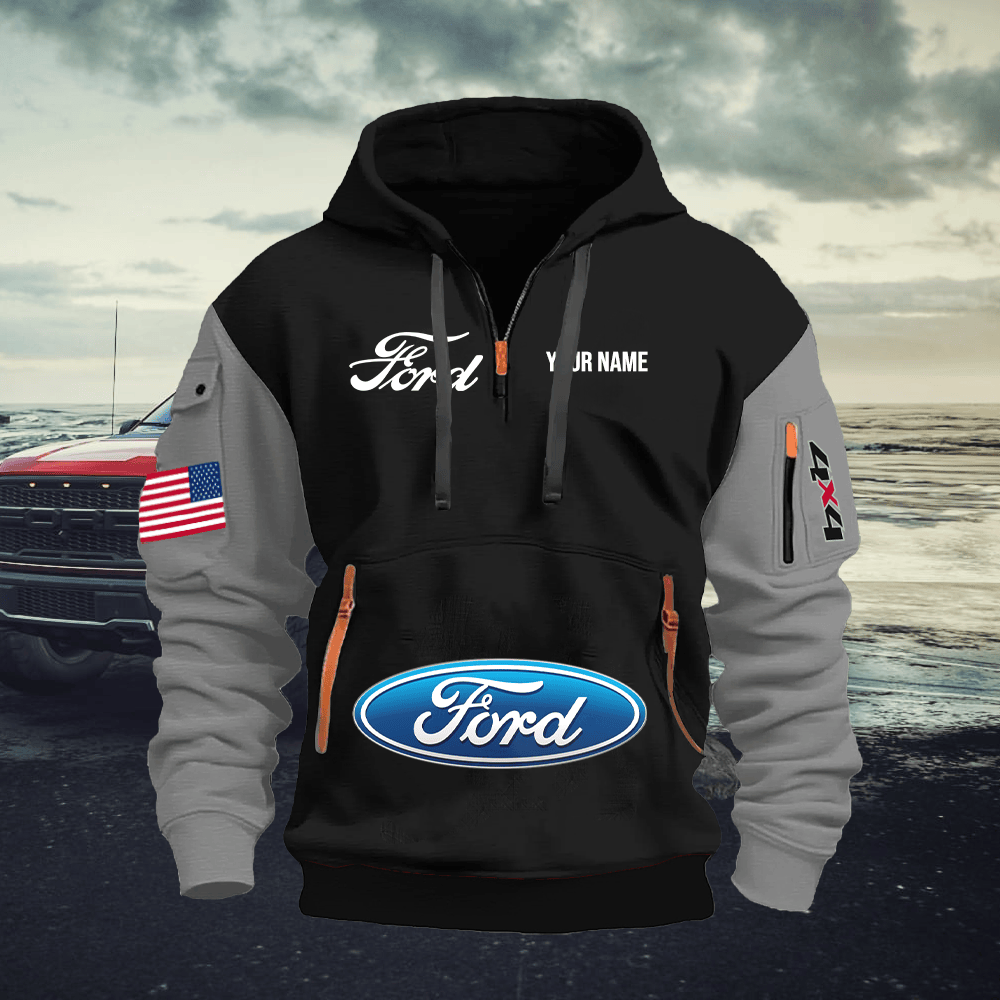 FD Custom Print Name Quarter Zipper Hoodie