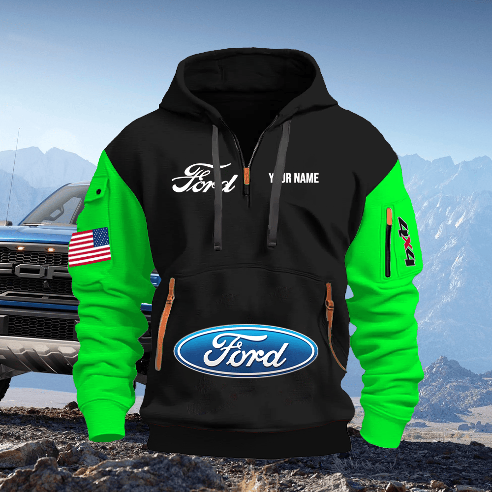FD Custom Print Name Quarter Zipper Hoodie
