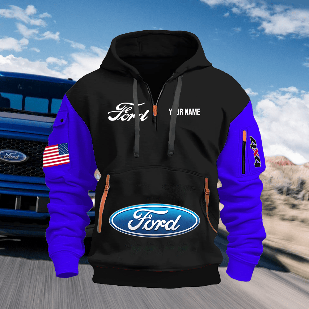 FD Custom Print Name Quarter Zipper Hoodie