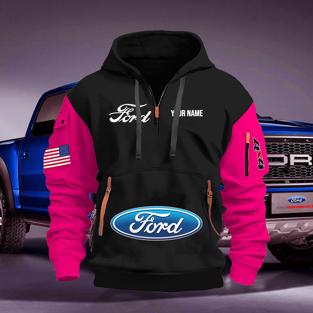 FD Custom Print Name Quarter Zipper Hoodie