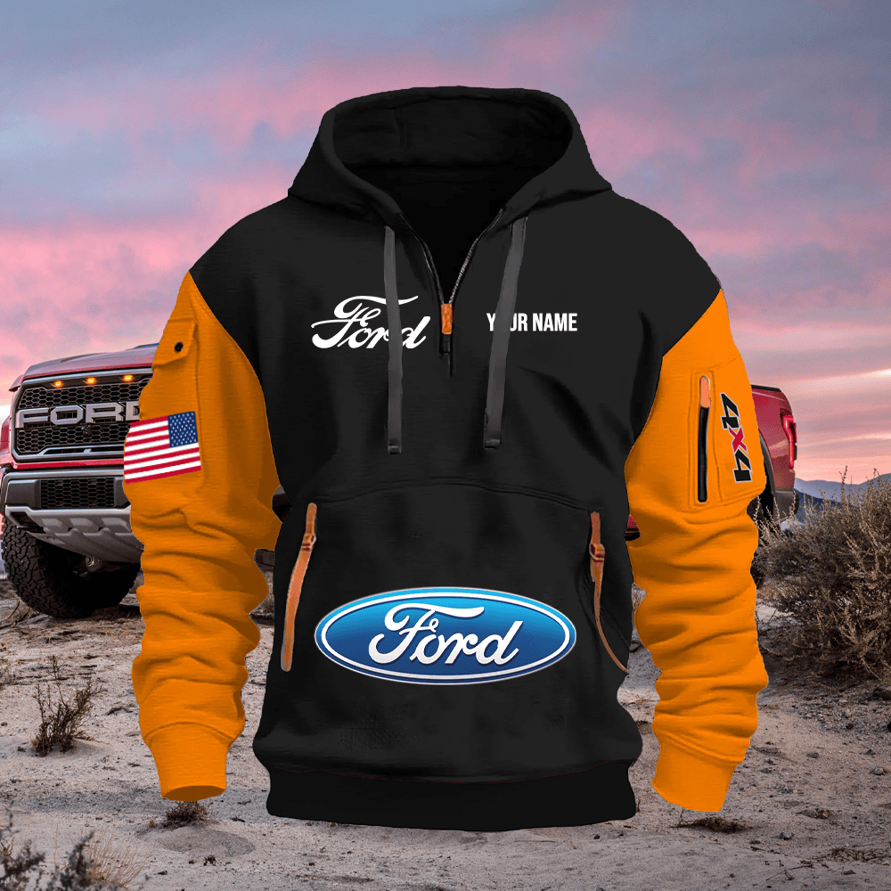 FD Custom Print Name Quarter Zipper Hoodie