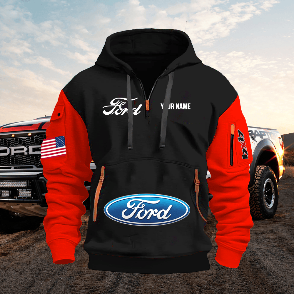FD Custom Print Name Quarter Zipper Hoodie