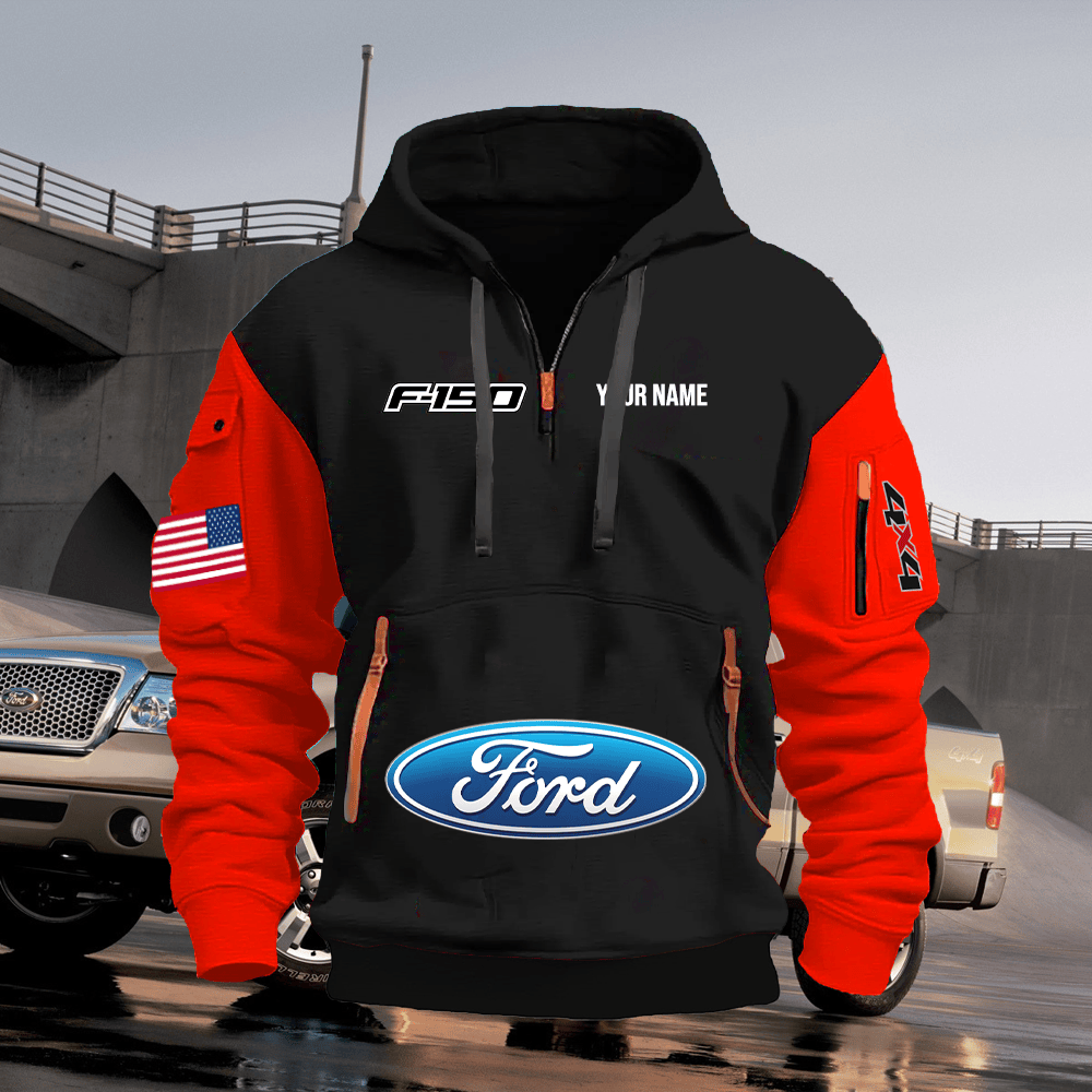 FD1 Custom Print Name Quarter Zipper Hoodie