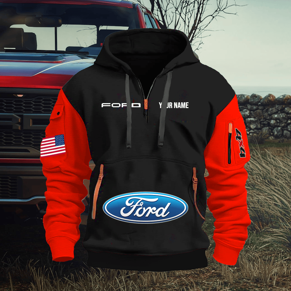 FD Custom Print Name Quarter Zipper Hoodie
