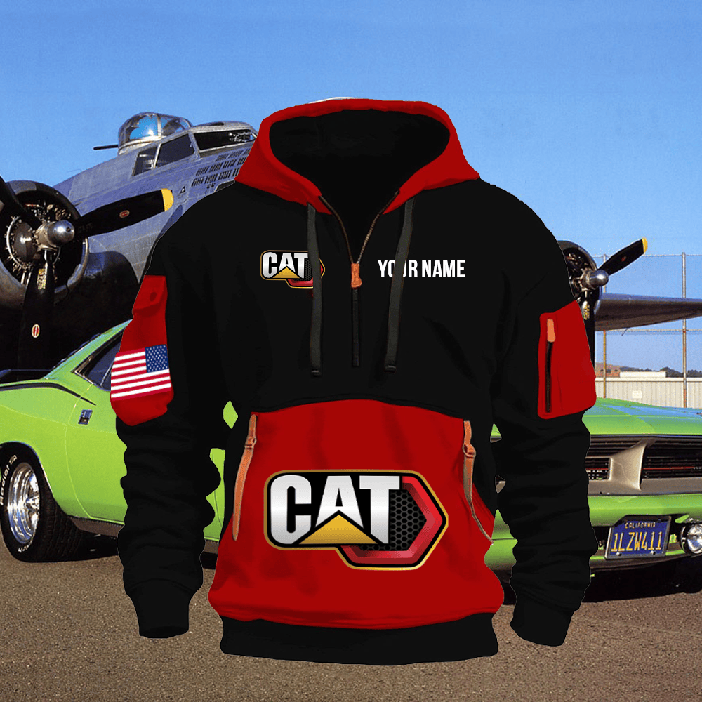 CAT Print Name Quarter Zipper Hoodie
