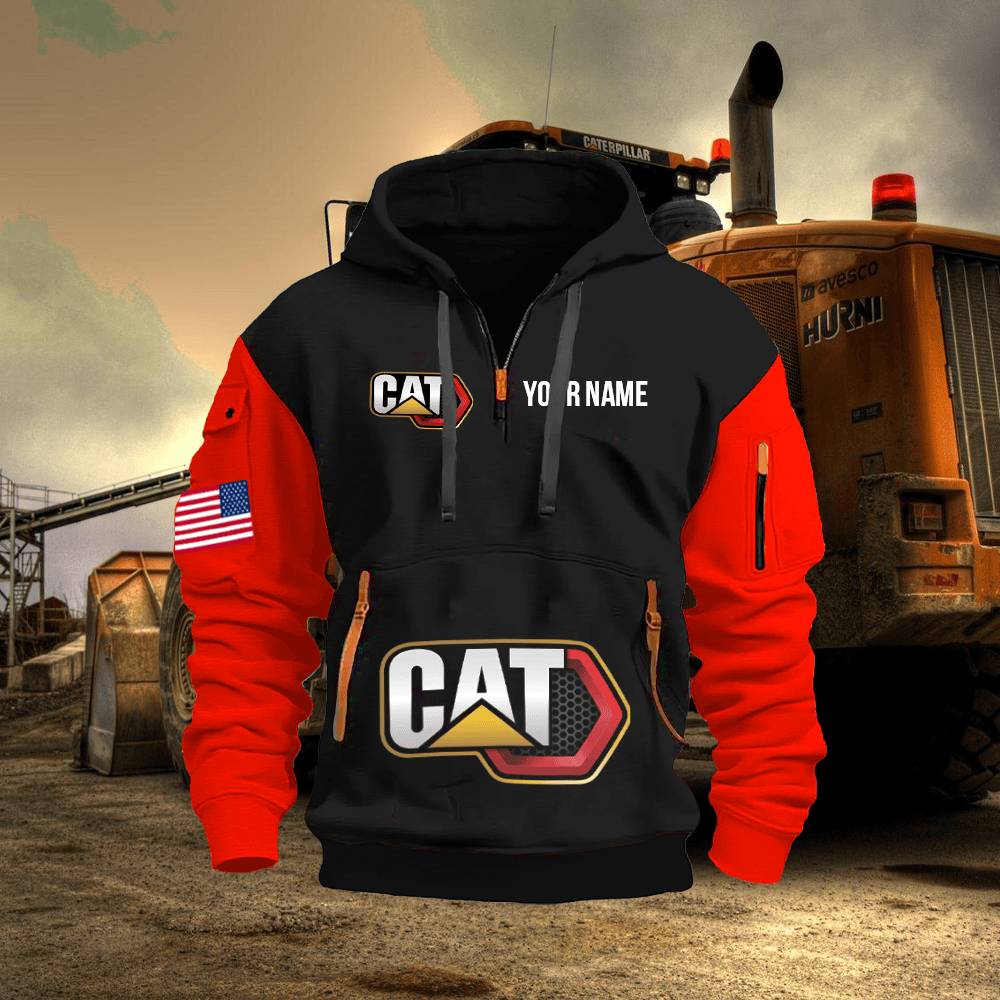 CAT Custom Print Name Quarter Zipper Hoodie