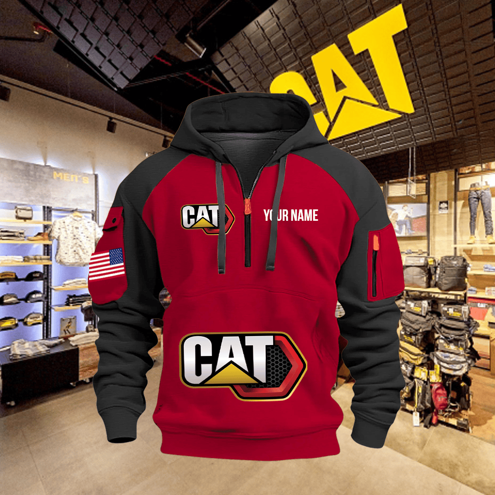 CAT Custom Print Name Quarter Zipper Hoodie