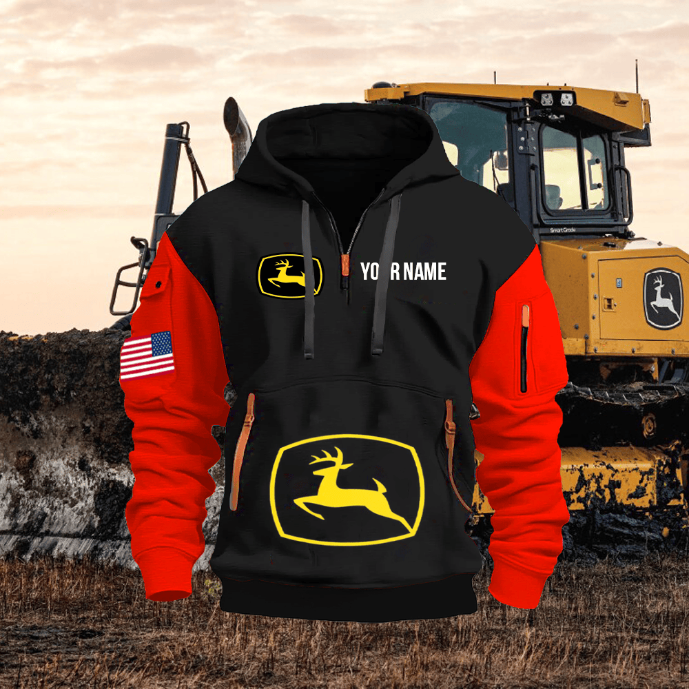 JD Custom Print Name Quarter Zipper Hoodie