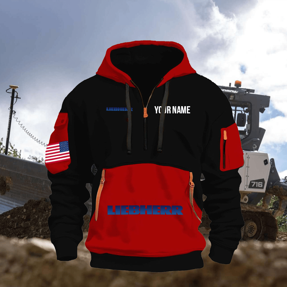 LB Print Name Quarter Zipper Hoodie