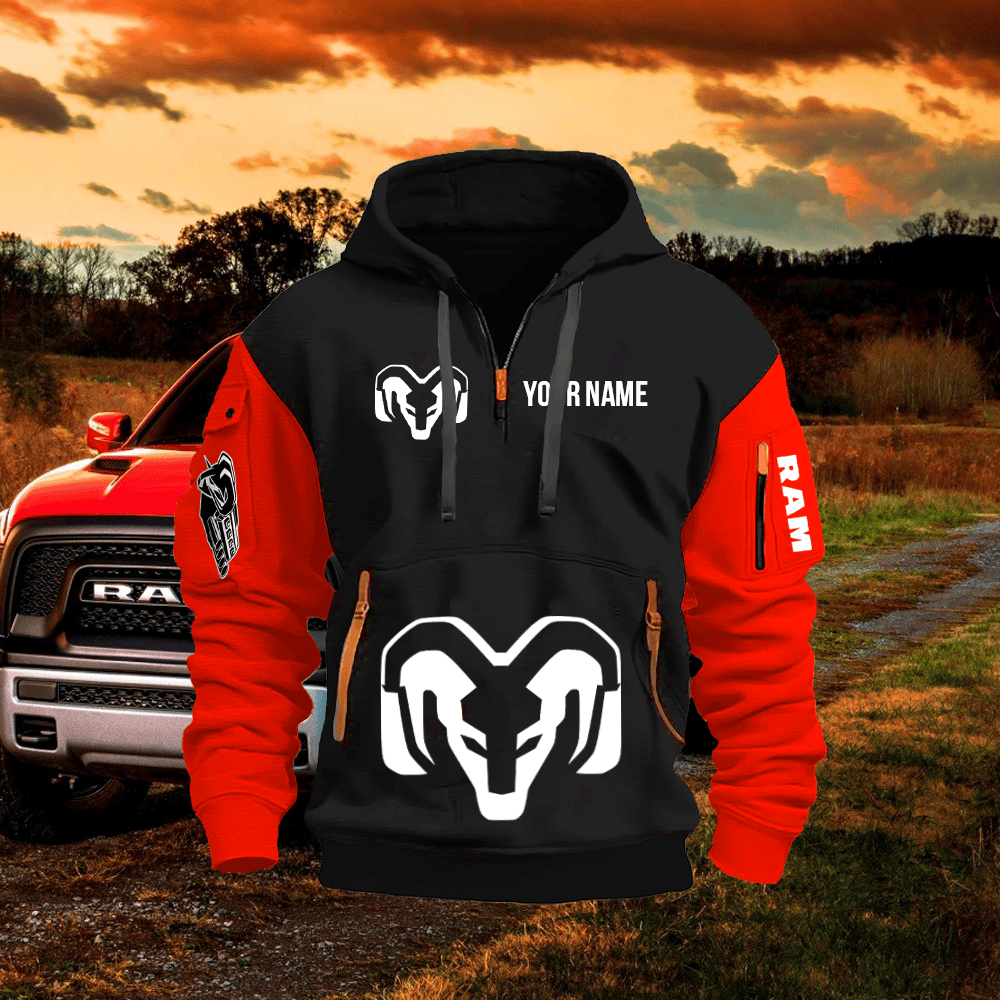 RAM Custom Print Name Quarter Zipper Hoodie