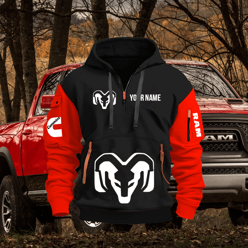 RAM Custom Print Name Quarter Zipper Hoodie