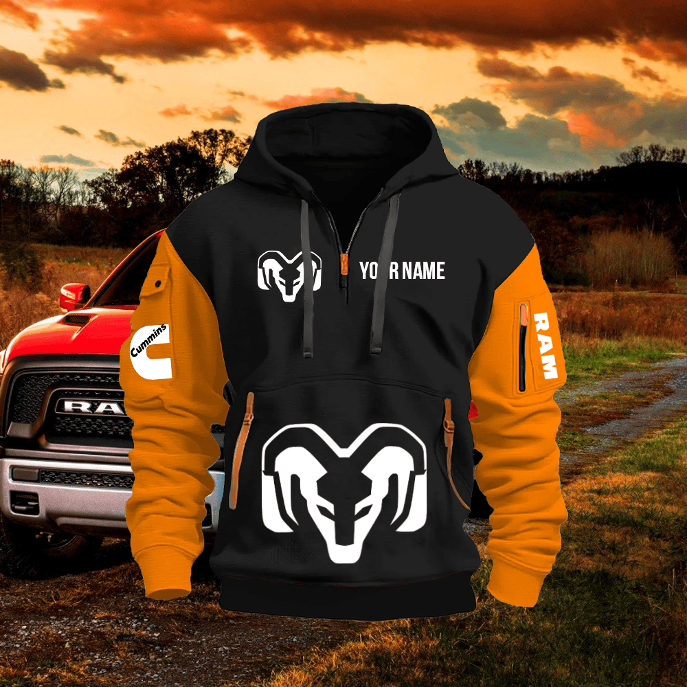 RAM Custom Print Name Quarter Zipper Hoodie