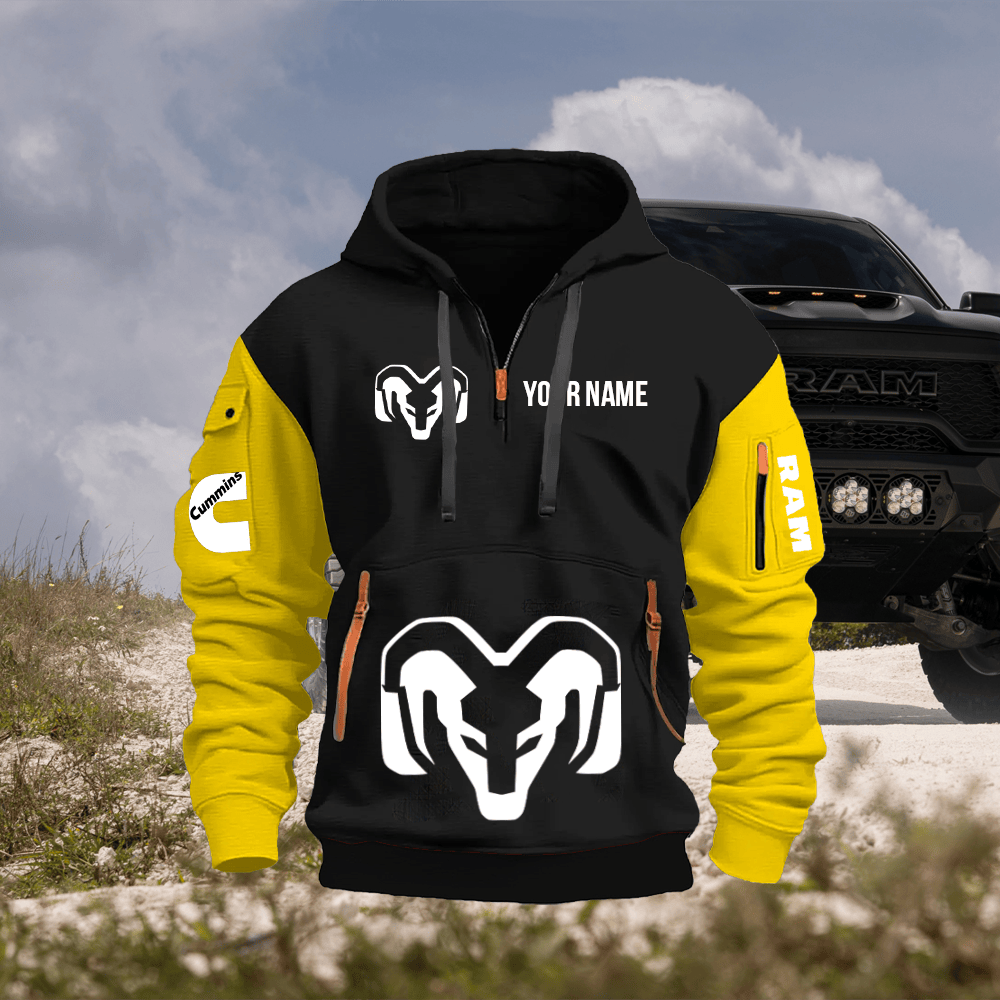 RAM Custom Print Name Quarter Zipper Hoodie