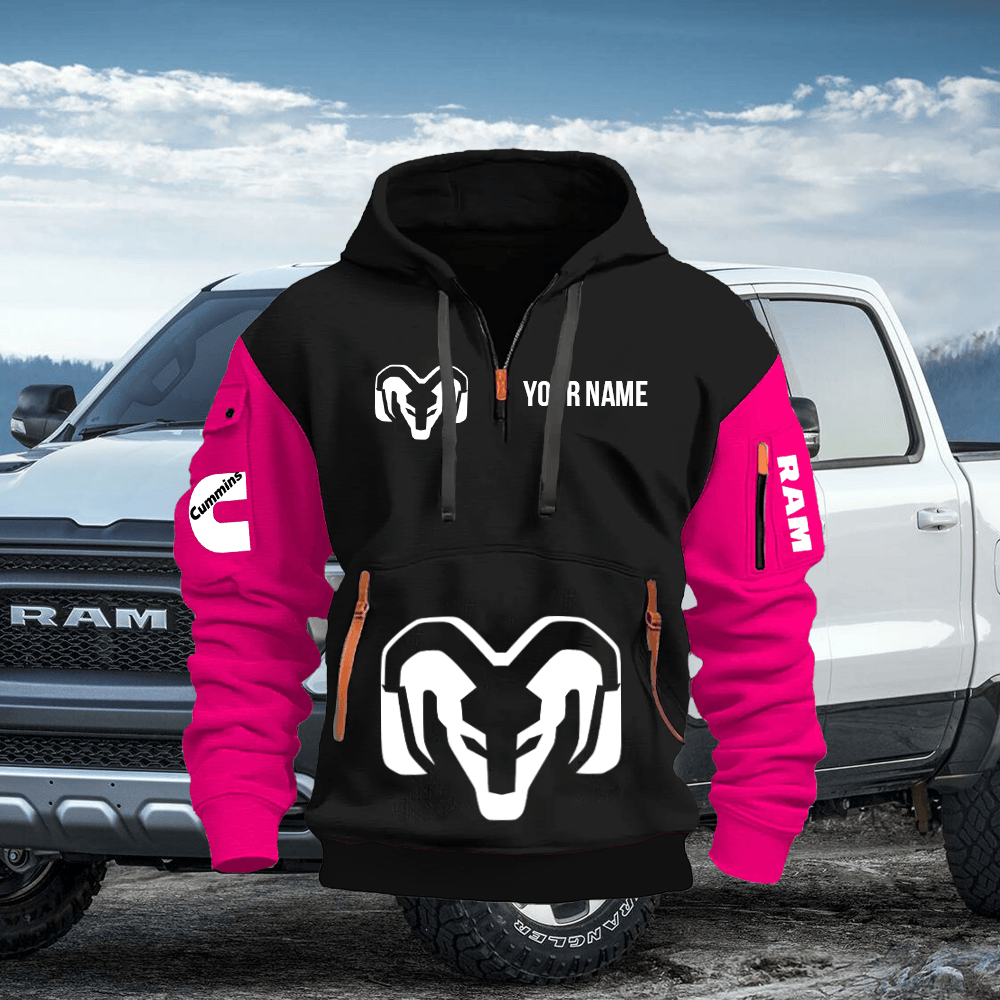 RAM Custom Print Name Quarter Zipper Hoodie
