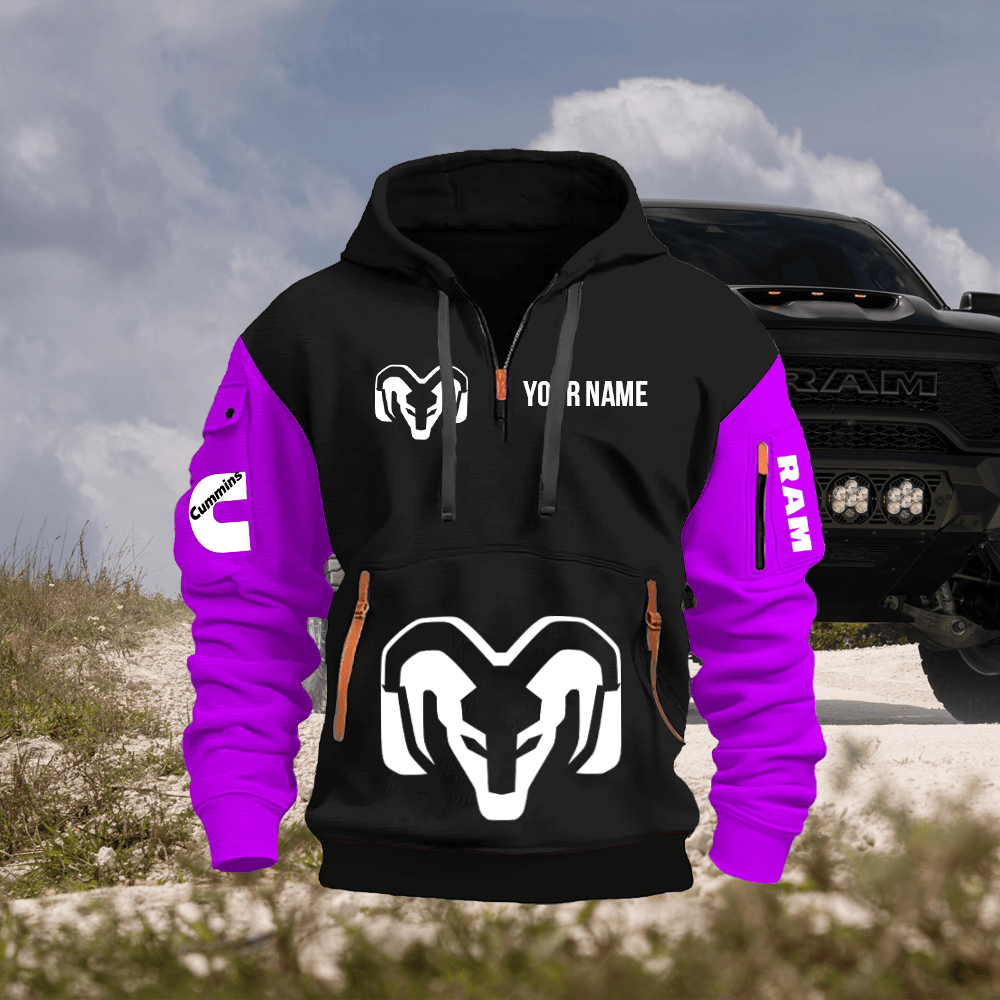 RAM Custom Print Name Quarter Zipper Hoodie