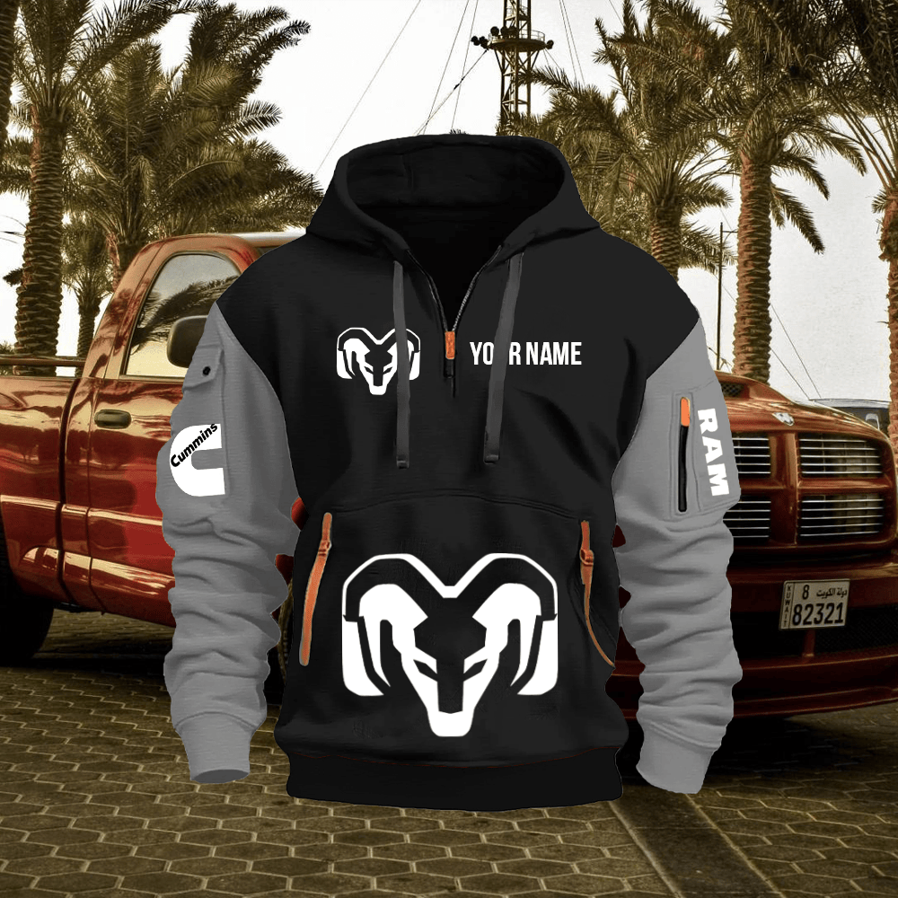 RAM Custom Print Name Quarter Zipper Hoodie