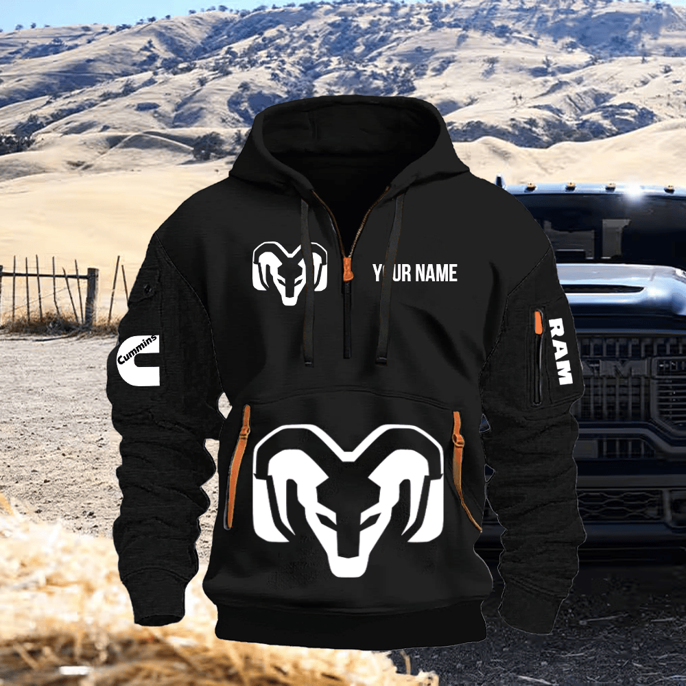 RAM Custom Print Name Quarter Zipper Hoodie