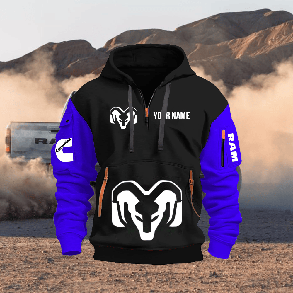 RAM Custom Print Name Quarter Zipper Hoodie