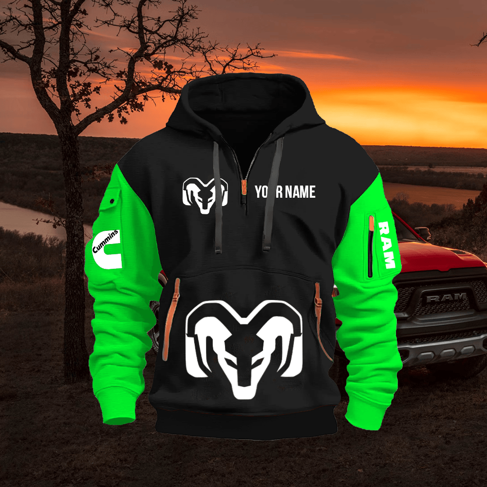RAM Custom Print Name Quarter Zipper Hoodie