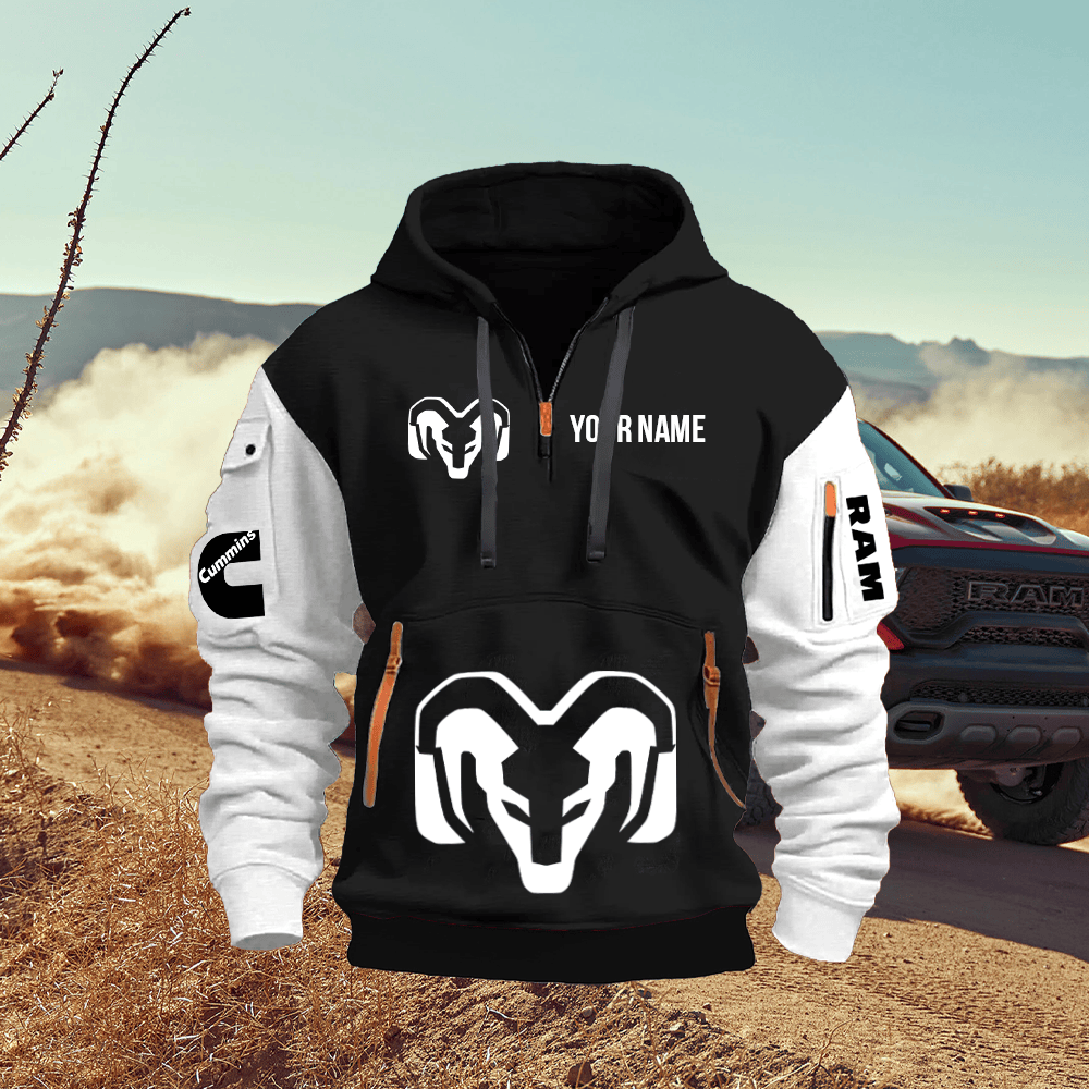RAM Custom Print Name Quarter Zipper Hoodie