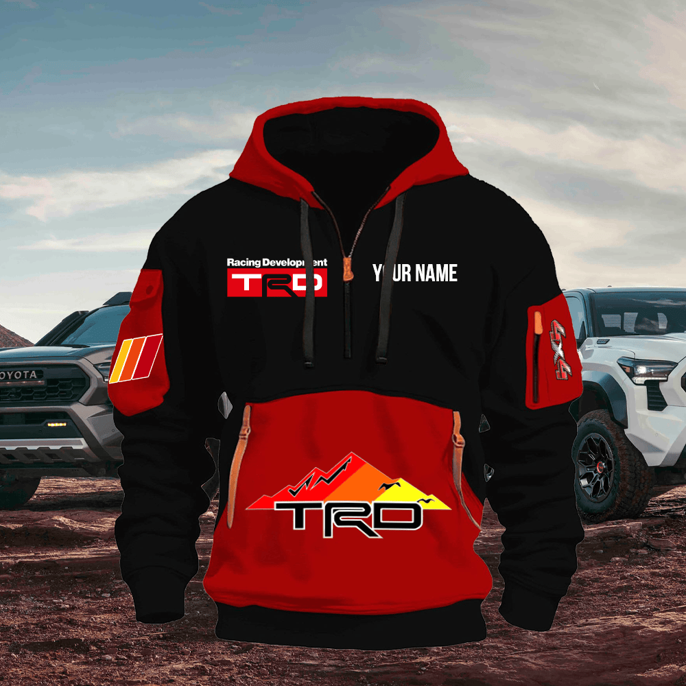 TY TRD Print Name Quarter Zipper Hoodie