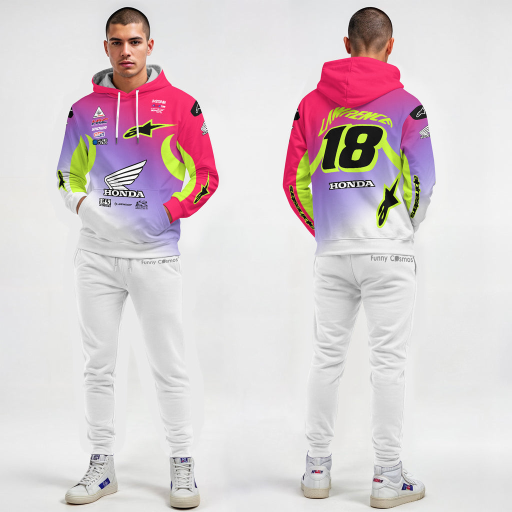 Jett Lawrence #18 Signed Honda HRC AMA Supercross Motocross 2024 Racing Hoodie Costume Racing Suit